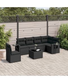 vidaXL 7-częściowy zestaw wypoczynkowy do ogrodu, z poduszkami, czarny Dārza mēbeļu komplekti