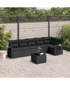 vidaXL 7-częściowy zestaw wypoczynkowy do ogrodu, z poduszkami, czarny Dārza mēbeļu komplekti