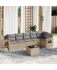 vidaXL 7-częściowy zestaw wypoczynkowy do ogrodu, z poduszkami, beżowy Dārza mēbeļu komplekti