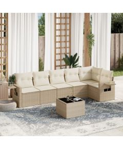 vidaXL 7-częściowy zestaw wypoczynkowy do ogrodu, z poduszkami, beżowy Dārza mēbeļu komplekti