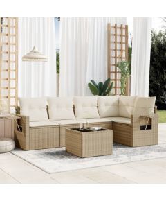 vidaXL 6-częściowy zestaw mebli ogrodowych z poduszkami, beżowy, polirattan Dārza mēbeļu komplekti