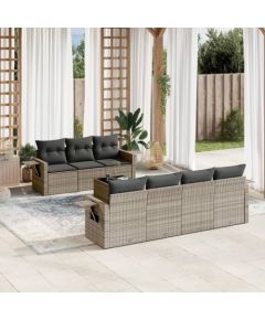 vidaXL 8-częściowy zestaw mebli ogrodowych z poduszkami, szary, polirattan Dārza mēbeļu komplekti