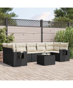 vidaXL 8-częściowy zestaw wypoczynkowy do ogrodu, z poduszkami, czarny Dārza mēbeļu komplekti