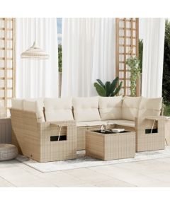 vidaXL 7-częściowy zestaw wypoczynkowy do ogrodu, z poduszkami, beżowy Dārza mēbeļu komplekti