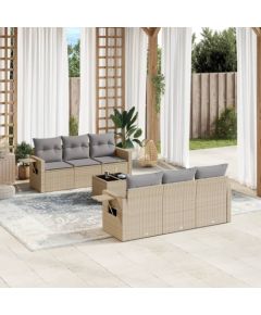 vidaXL 7-częściowy zestaw wypoczynkowy do ogrodu, z poduszkami, beżowy Dārza mēbeļu komplekti