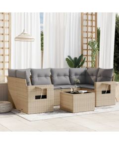 vidaXL 7-częściowy zestaw wypoczynkowy do ogrodu, z poduszkami, beżowy Dārza mēbeļu komplekti