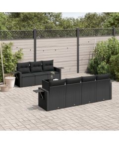 vidaXL 8-częściowy zestaw wypoczynkowy do ogrodu, z poduszkami, czarny Dārza mēbeļu komplekti