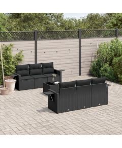 vidaXL 7-częściowy zestaw wypoczynkowy do ogrodu, z poduszkami, czarny Dārza mēbeļu komplekti