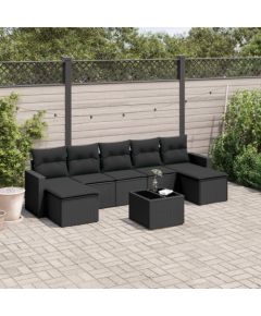 vidaXL 8-częściowy zestaw wypoczynkowy do ogrodu, z poduszkami, czarny Dārza mēbeļu komplekti
