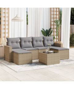 vidaXL 7-częściowy zestaw wypoczynkowy do ogrodu, z poduszkami, beżowy Dārza mēbeļu komplekti