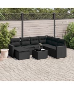 vidaXL 8-częściowy zestaw wypoczynkowy do ogrodu, z poduszkami, czarny Dārza mēbeļu komplekti