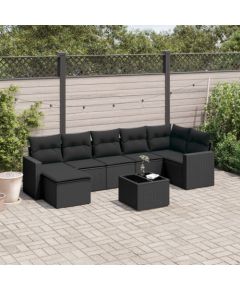 vidaXL 8-częściowy zestaw wypoczynkowy do ogrodu, z poduszkami, czarny Dārza mēbeļu komplekti