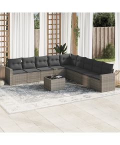 vidaXL 10-częściowy zestaw wypoczynkowy do ogrodu, z poduszkami, szary Dārza mēbeļu komplekti