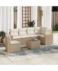 vidaXL 7-częściowy zestaw wypoczynkowy do ogrodu, z poduszkami, beżowy Dārza mēbeļu komplekti