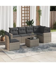 vidaXL 7-częściowy zestaw wypoczynkowy do ogrodu, z poduszkami, szary Dārza mēbeļu komplekti