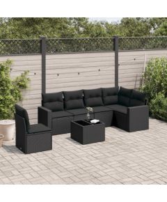 vidaXL 7-częściowy zestaw wypoczynkowy do ogrodu, z poduszkami, czarny Dārza mēbeļu komplekti