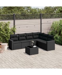 vidaXL 7-częściowy zestaw wypoczynkowy do ogrodu, z poduszkami, czarny Dārza mēbeļu komplekti