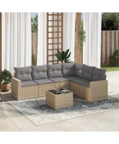 vidaXL 7-częsciowy zestaw wypoczynkowy do ogrodu, z poduszkami, beżowy Dārza mēbeļu komplekti