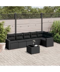 vidaXL 7-częściowy zestaw wypoczynkowy do ogrodu, z poduszkami, czarny Dārza mēbeļu komplekti