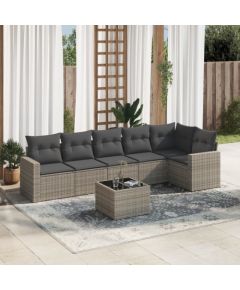 vidaXL 7-częściowy zestaw wypoczynkowy do ogrodu, z poduszkami, szary Dārza mēbeļu komplekti