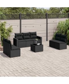 vidaXL 8-częściowy zestaw wypoczynkowy do ogrodu, z poduszkami, czarny Dārza mēbeļu komplekti