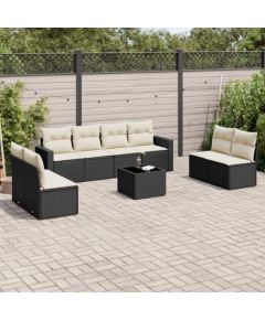 vidaXL 9-częściowy zestaw wypoczynkowy do ogrodu, z poduszkami, czarny Dārza mēbeļu komplekti