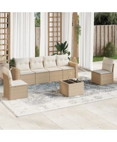 vidaXL 7-częściowy zestaw wypoczynkowy do ogrodu, z poduszkami, beżowy Dārza mēbeļu komplekti