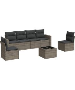 vidaXL 7-częściowy zestaw wypoczynkowy do ogrodu, z poduszkami, szary Dārza mēbeļu komplekti