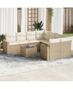 vidaXL 9-częściowy zestaw mebli ogrodowych z poduszkami, beżowy, polirattan Dārza mēbeļu komplekti