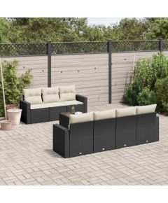 vidaXL 8-częściowy zestaw wypoczynkowy do ogrodu, z poduszkami, czarny Dārza mēbeļu komplekti