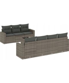 vidaXL 8-częściowy zestaw mebli ogrodowych z poduszkami, szary, polirattan Dārza mēbeļu komplekti