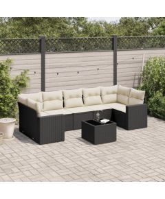 vidaXL 8-częściowy zestaw wypoczynkowy do ogrodu, z poduszkami, czarny Dārza mēbeļu komplekti