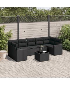 vidaXL 8-częściowy zestaw wypoczynkowy do ogrodu, z poduszkami, czarny Dārza mēbeļu komplekti