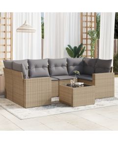 vidaXL 7-częściowy zestaw wypoczynkowy do ogrodu, z poduszkami, beżowy Dārza mēbeļu komplekti