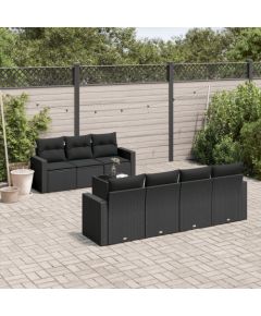 vidaXL 8-częściowy zestaw wypoczynkowy do ogrodu, z poduszkami, czarny Dārza mēbeļu komplekti