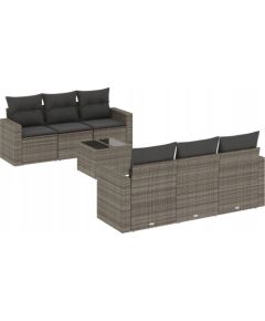 vidaXL 7-częściowy zestaw wypoczynkowy do ogrodu, z poduszkami, szary Dārza mēbeļu komplekti