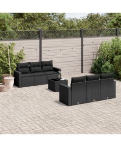 vidaXL 7-częściowy zestaw wypoczynkowy do ogrodu, z poduszkami, czarny Dārza mēbeļu komplekti