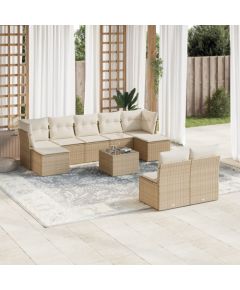 vidaXL 10-częsciowy zestaw mebli ogrodowych z poduszkami, beżowy, polirattan Dārza mēbeļu komplekti