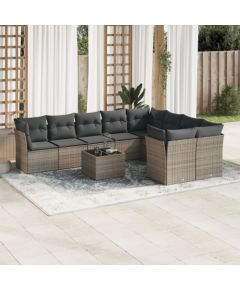 vidaXL 10-częściowy zestaw wypoczynkowy do ogrodu, z poduszkami, szary Dārza mēbeļu komplekti