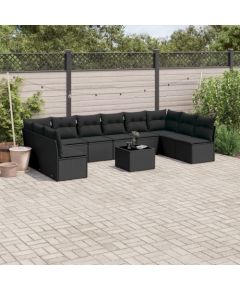 vidaXL 11-częściowy zestaw wypoczynkowy do ogrodu, poduszki czarny rattan PE Dārza mēbeļu komplekti