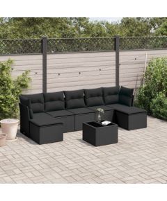 vidaXL 8-częściowy zestaw wypoczynkowy do ogrodu, z poduszkami, czarny Dārza mēbeļu komplekti