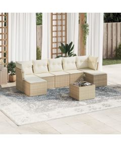 vidaXL 8-częsciowy zestaw mebli ogrodowych z poduszkami, beżowy, polirattan Dārza mēbeļu komplekti