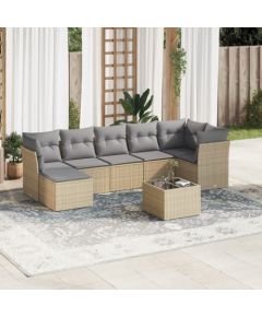 vidaXL 8-częściowy zestaw mebli ogrodowych z poduszkami, beżowy, polirattan Dārza mēbeļu komplekti