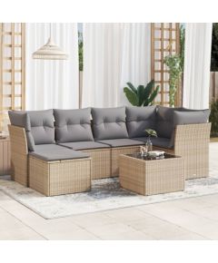 vidaXL 7-częściowy zestaw wypoczynkowy do ogrodu, z poduszkami, beżowy Dārza mēbeļu komplekti