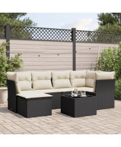 vidaXL 7-częściowy zestaw wypoczynkowy do ogrodu, z poduszkami, czarny Dārza mēbeļu komplekti