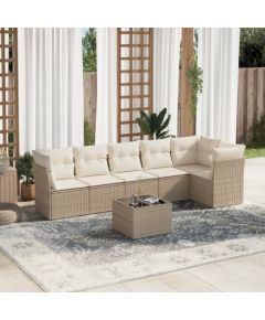 vidaXL 7-częściowy zestaw wypoczynkowy do ogrodu, z poduszkami, beżowy Dārza mēbeļu komplekti