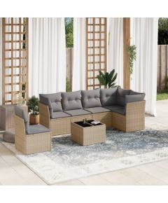 vidaXL 7-częściowy zestaw wypoczynkowy do ogrodu, z poduszkami, beżowy Dārza mēbeļu komplekti