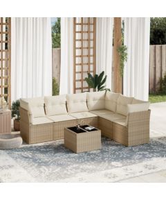 vidaXL 7-częściowy zestaw wypoczynkowy do ogrodu, z poduszkami, beżowy Dārza mēbeļu komplekti