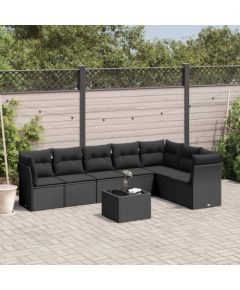 vidaXL 8-częściowy zestaw wypoczynkowy do ogrodu, z poduszkami, czarny Dārza mēbeļu komplekti