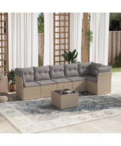 vidaXL 7-częściowy zestaw wypoczynkowy do ogrodu, z poduszkami, beżowy Dārza mēbeļu komplekti